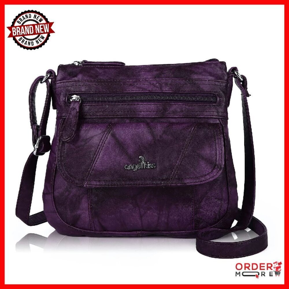 PU Leather Crossbody Bag with Adjustable Strap, 9.6 Inch Small Handbag
